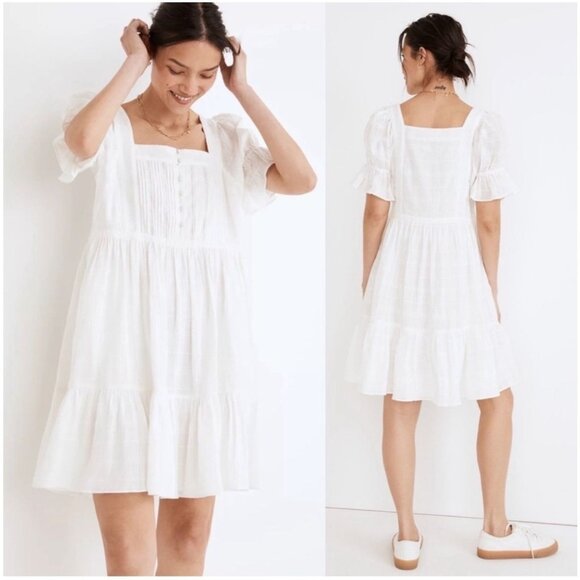 Madewell Dresses & Skirts - Elegant White Puff Sleeve Dress